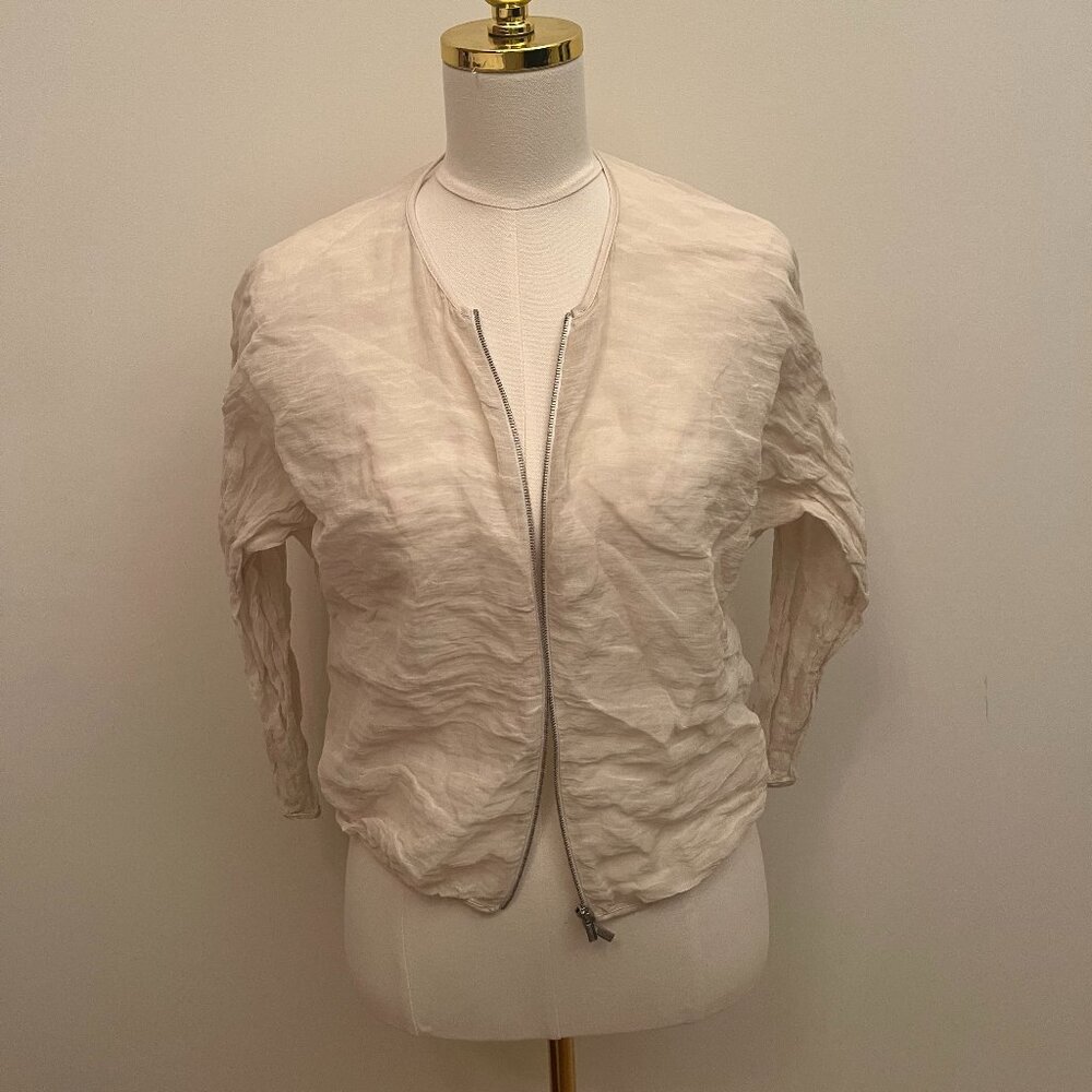 Peserico - Linen zip-up bomber-style sheer jacket for throwing over slip dresses